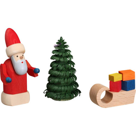 Weihnachtsmann mit Schlitten 8cm