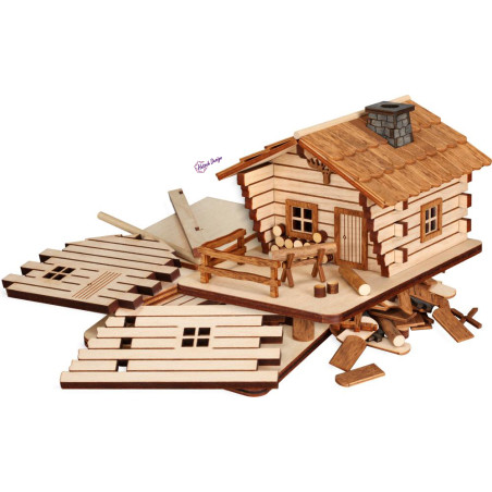 Bastelset, Raeucherhaus Blockhuette 9cm