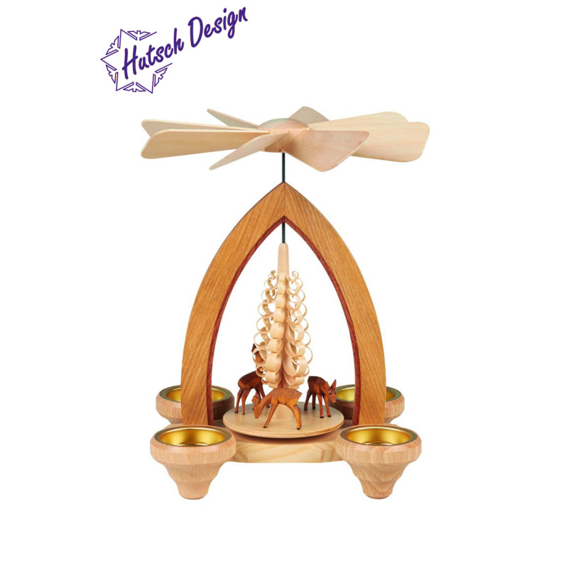 Teelichtpyramide mit Rehe 26cm