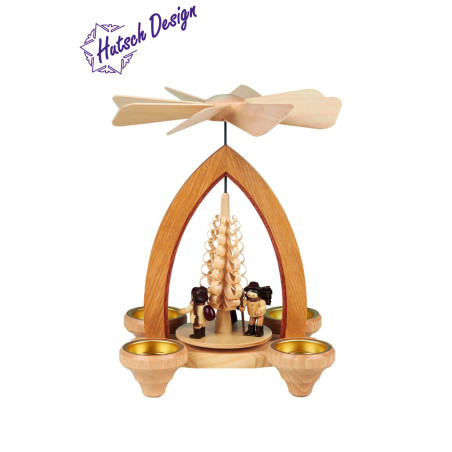 Teelichtpyramide mit Waldleute 26cm