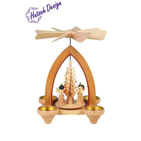 Teelichtpyramide mit Faltenrockengel 26cm
