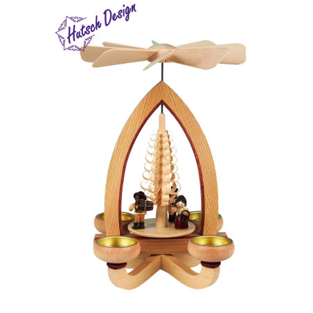Teelichtpyramide mit Waldleute 28cm