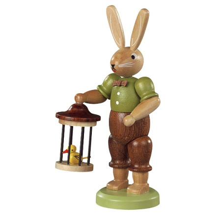 Hase mit Vogelkäfig