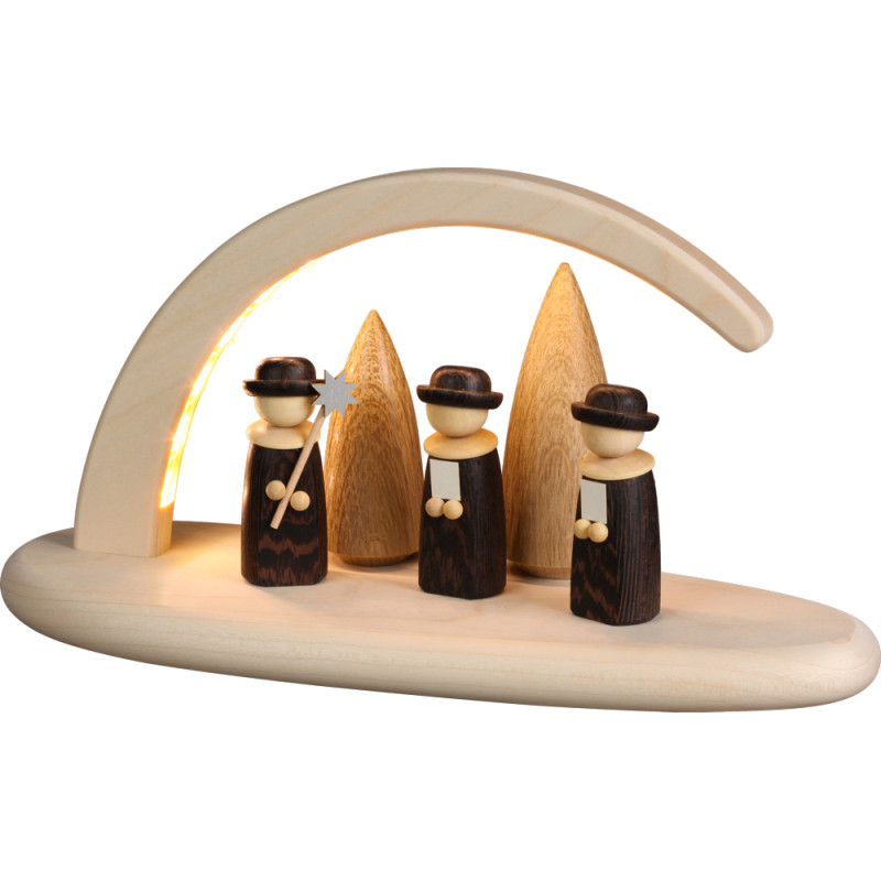 Bogen natur LED beleuchtet Weihnachtssänger 13 x24 x10cm