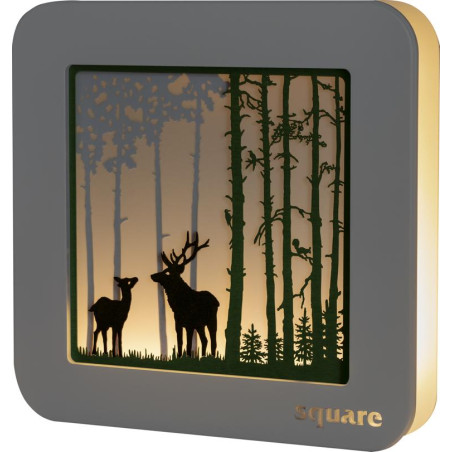 Square Standbild LED Wald, weiß/grün  29 x 29 x 5,5 cm