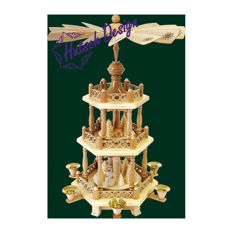 Pyramide 2-st. nat. Barockzaun, Schneemänner  47 cm