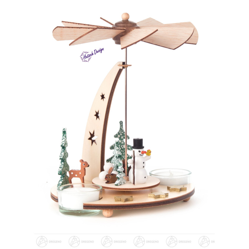 Pyramide mit Schneemann  für Teelichter