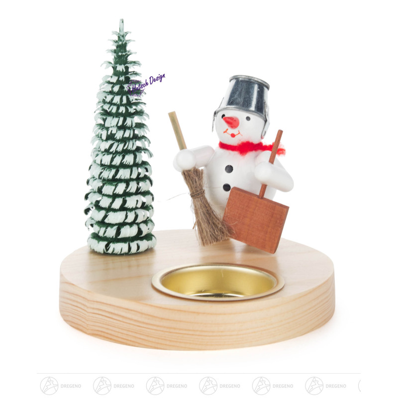 Teelichthalter Schneemann mit Schippe