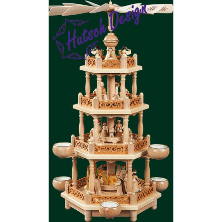 Pyramide 3-st. Christi Geburt für Teelichte  55 cm