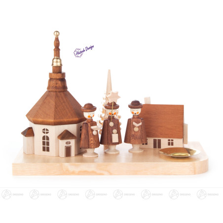 Kerzenhalter mit Seiffener Dorf und Kurrende klein