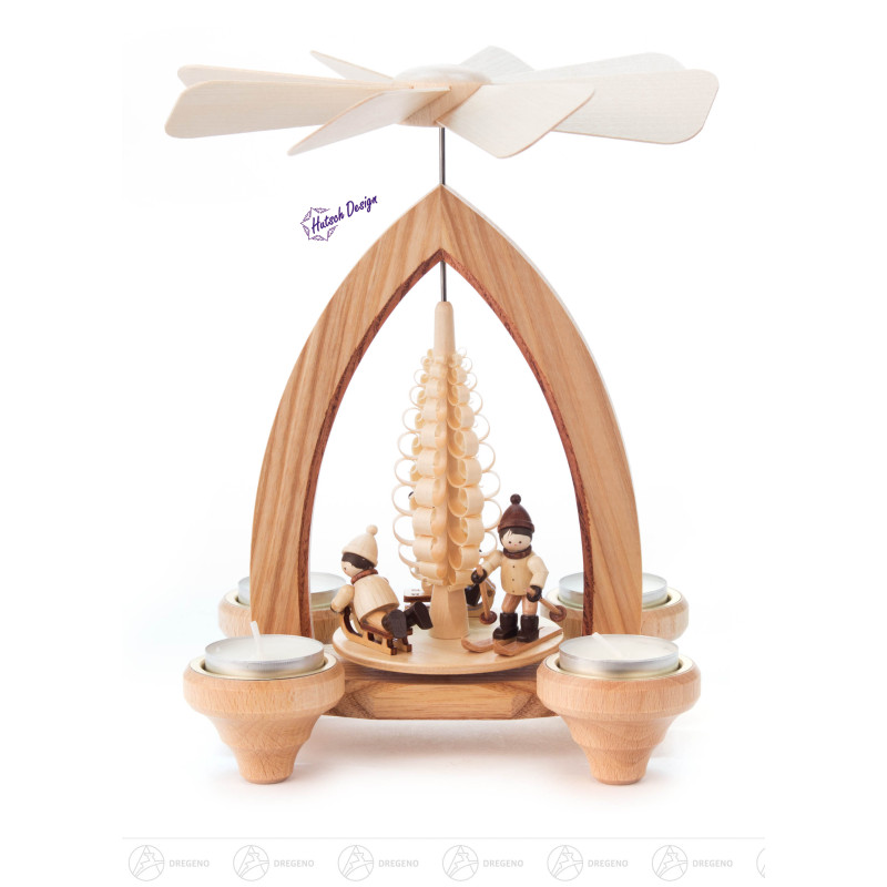 Pyramide mit Winterkindern  für Teelichter