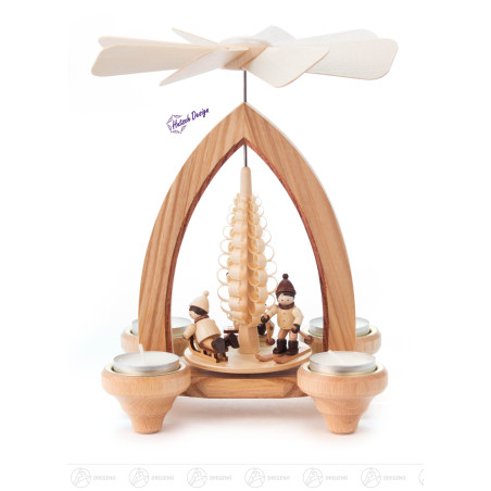 Pyramide mit Winterkindern  für Teelichter
