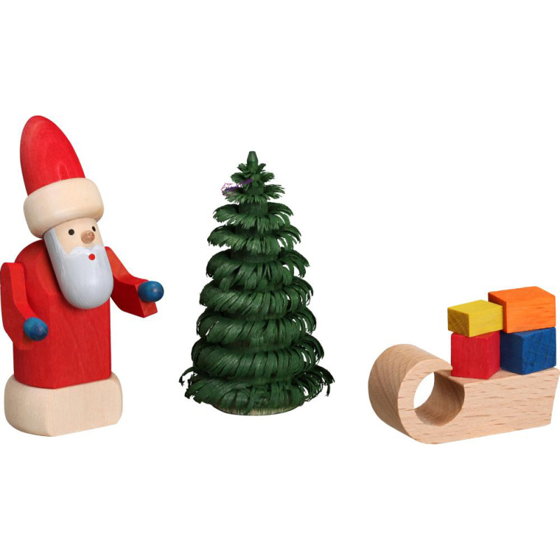 Weihnachtsmann mit Schlitten 8cm