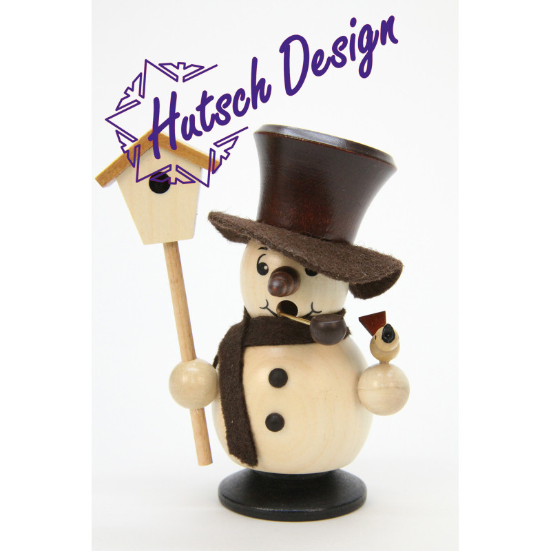 Räuchermann Schneebub mit Vogelhaus natur  10,5 cm