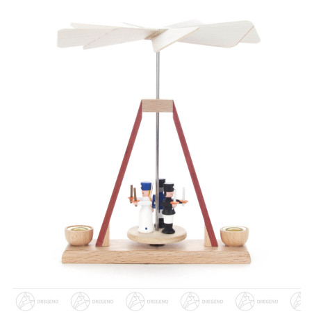 Mini-Pyramide mit Engel, Bergmann und Nussknacker, für Kerzen d10m