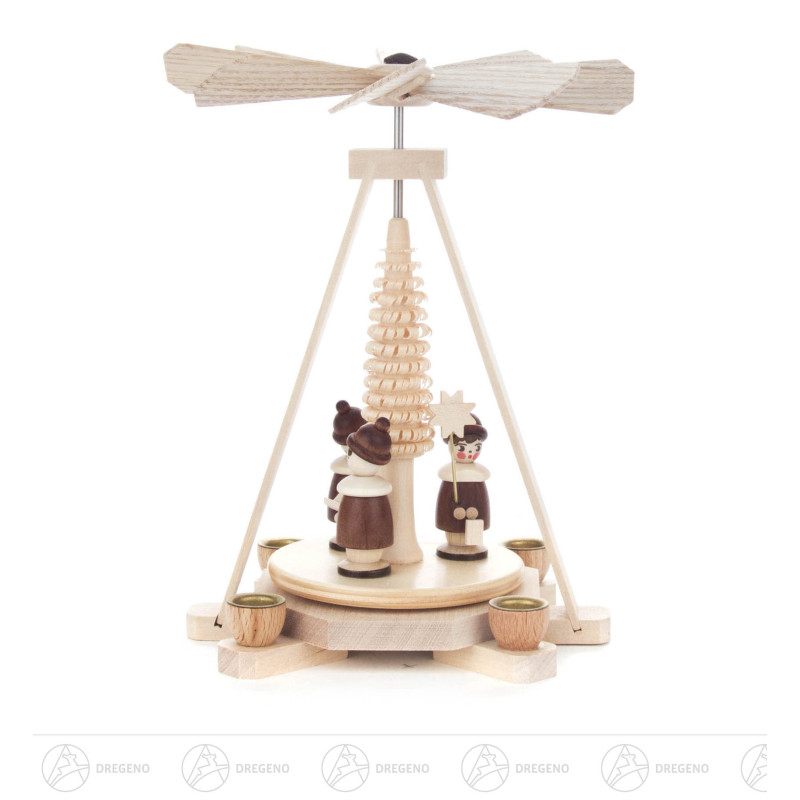 Mini-Pyramide mit Kurrende, natur, für Kerzen d10mm