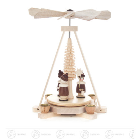 Mini-Pyramide mit Kurrende, natur, für Kerzen d10mm