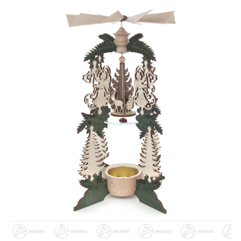 Wärmespiel mit Engeln und Weihnachtsmann, für Teelicht