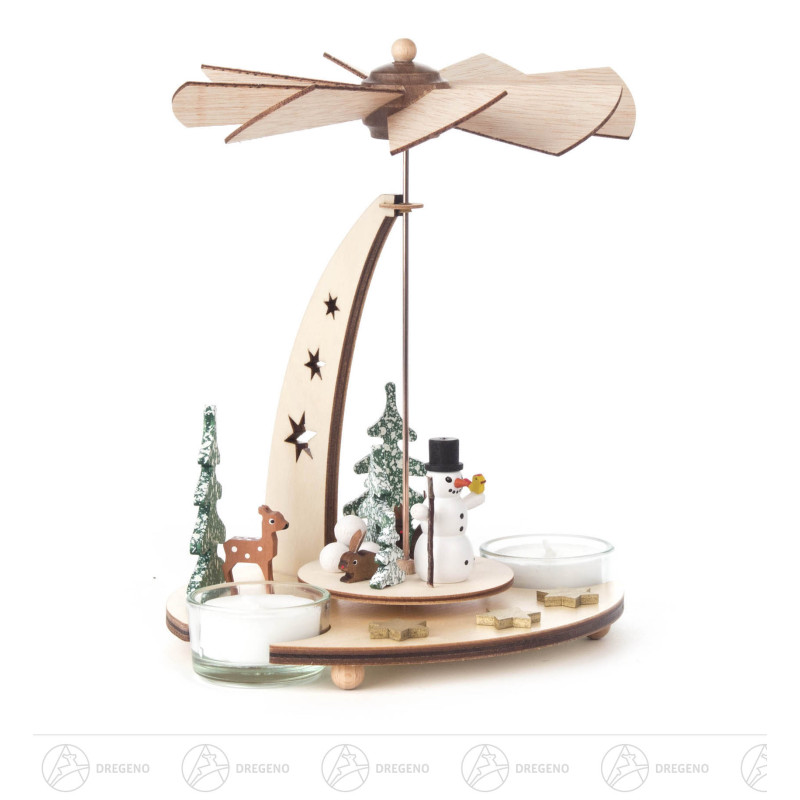 Pyramide mit Schneemann, für Teelichte