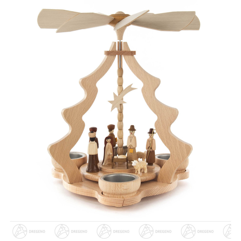 Pyramide mit Christi Geburt, für Teelichte