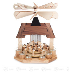 Pyramide mit Engeln, 2 Teller und 2 Flügelräder, für Teelichte