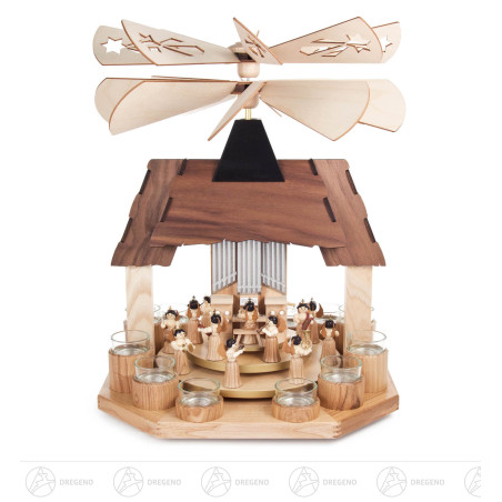 Pyramide mit Engeln, 2 Teller und 2 Flügelräder, für Teelichte