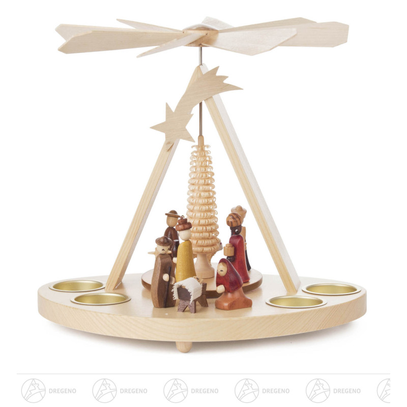 Pyramide mit Christi Geburt, für Teelichte