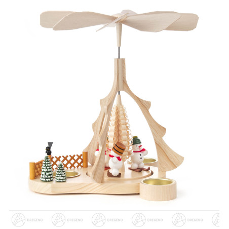 Pyramide mit Schneemännern, für Teelichte