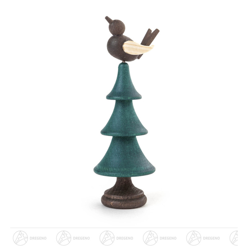 Tanne mit Singvogel, grün