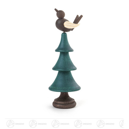 Tanne mit Singvogel, grün