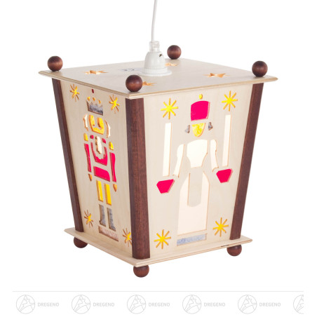 Laterne mit Engel, Bergmann, Nussknacker und Räuchermann, elektr. Beleuchtung