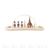 Schwibbogen mit Seiffener Kirche und Kurrende natur, für Kerzen d14mm