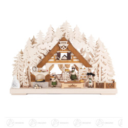 Schwibbogen Bäckerei klein, NEU indirekt elektrisch beleuchtet