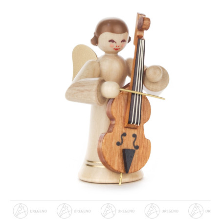 Engel mit Bassgeige, langer Rock, natur