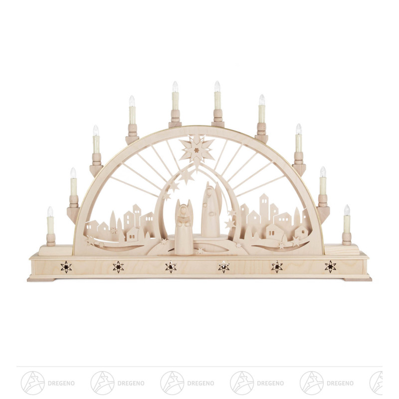 Schwibbogen mit Engeln, elektrisch beleuchtet