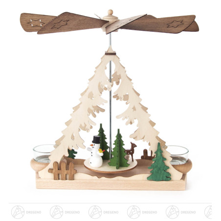 Pyramide mit Schneemann, für Teelichte