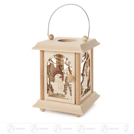 Tischlaterne Schneemann mit Glaseinsatz für Teelicht oder Votivkerze