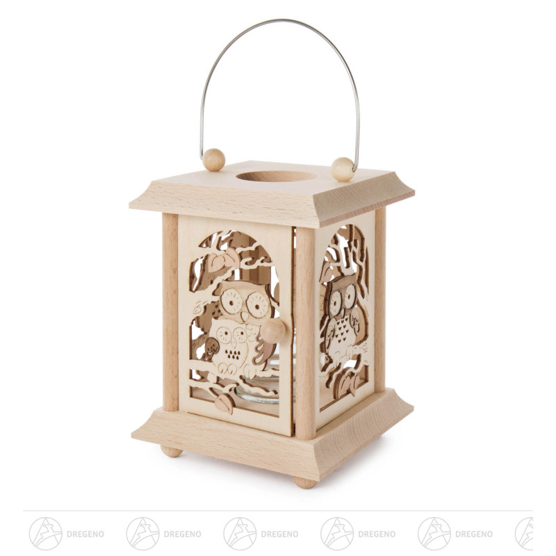 Tischlaterne Eule mit Glaseinsatz für Teelicht oder Votivkerze