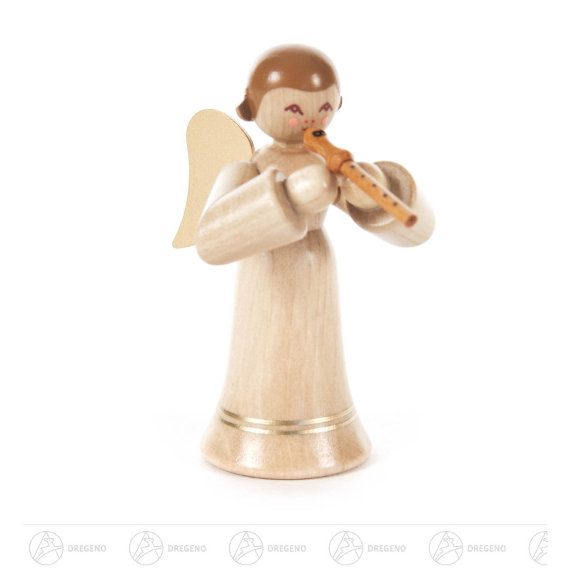 Engel mit Blockflöte, langer Rock, natur