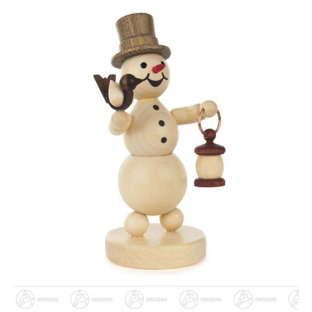 Schneemann mit Laterne und Vogel