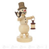 Schneemann mit Laterne und Vogel