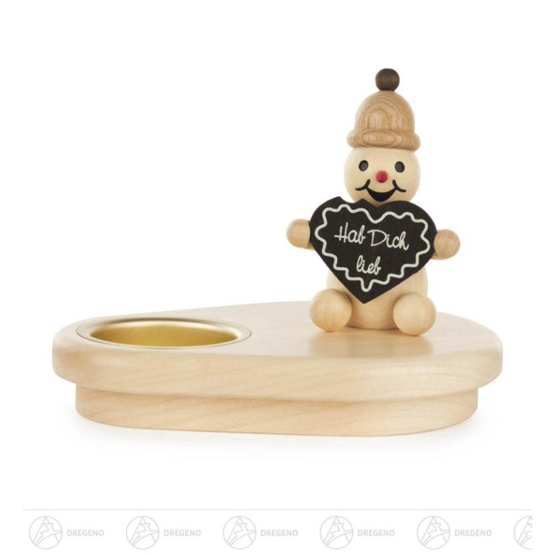 Teelichthalter Schneemann Junior mit Lebkuchenherz