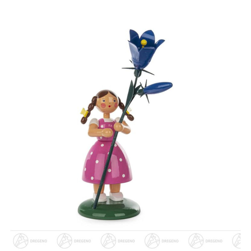 Blumenmädchen mit Glockenblume 20cm blau