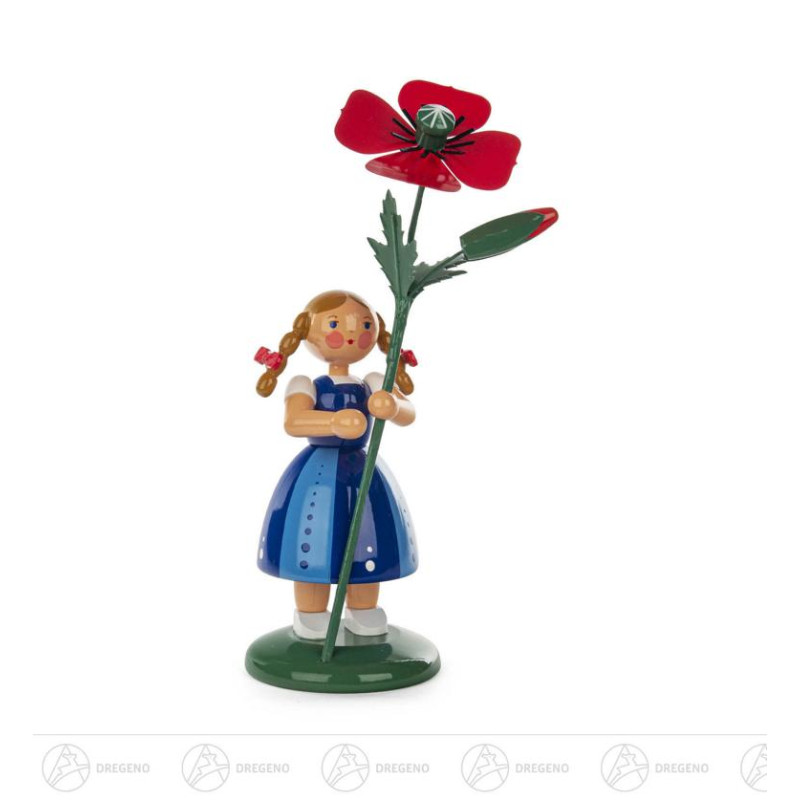 Blumenmädchen mit Mohnblume 20cm