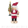 Nussknacker Weihnachtsmann rot, 24cm, mit Laterne und Weihnachtsbaum