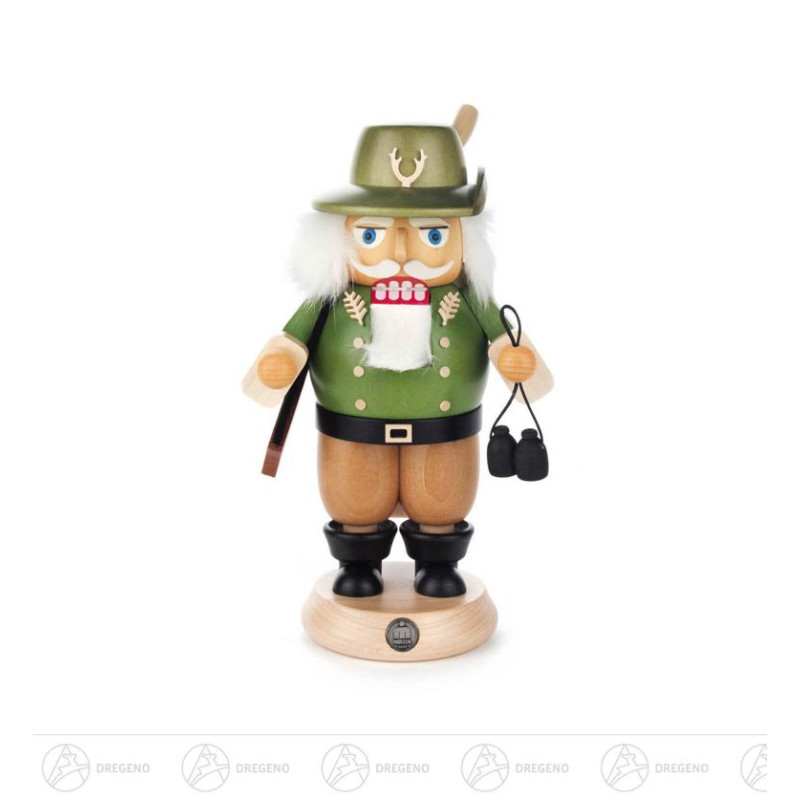 Nussknacker Förster grün-natur mit Fernglas und Gewehr, 21cm