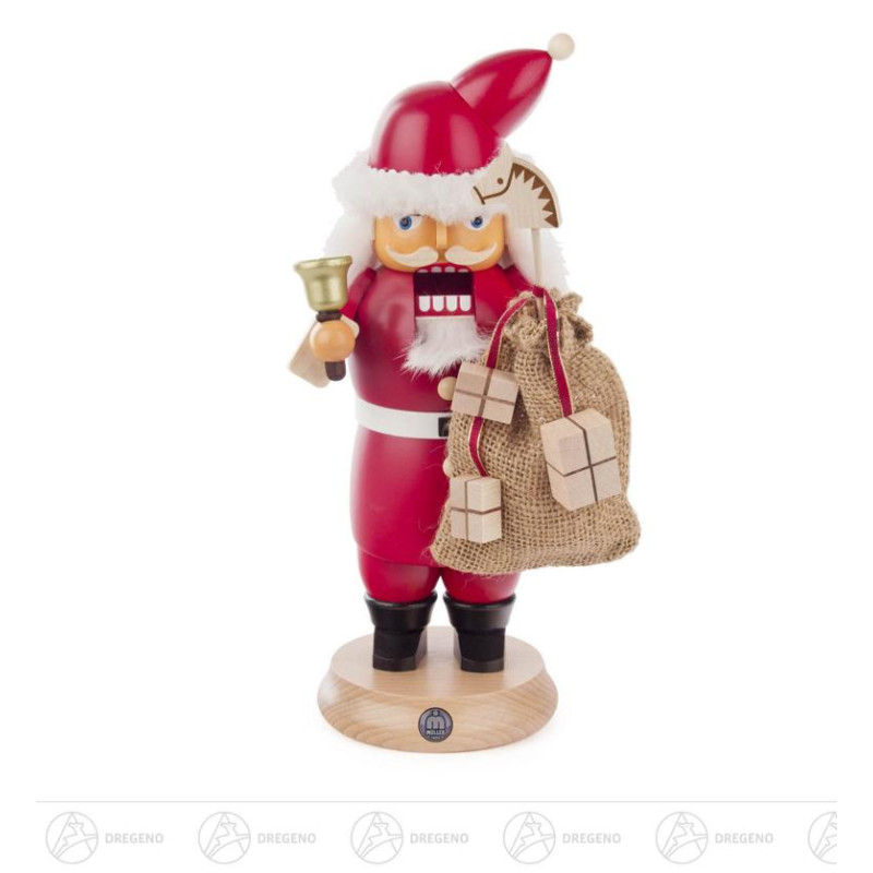 Rauchender Nussknacker RauchKnacker Weihnachtsmann mit Glocke und Sack 27cm