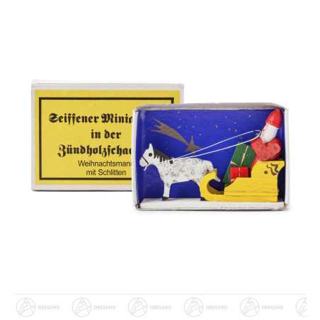 Zündholzschachtel Weihnachtsmann mit Schlitten