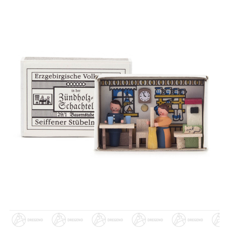 Zündholzschachtel Bauernstube