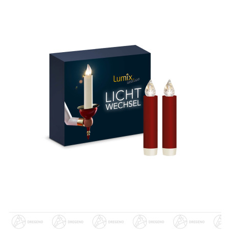 LUMIX CLASSIC MINI S -superlight- rot, Erweiterungs-Set, 2 Kerzen, 2 Batterien